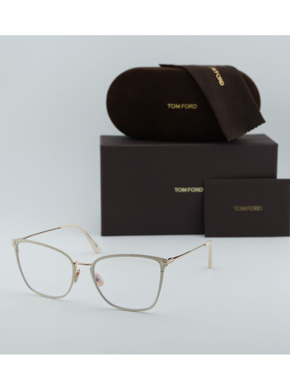 Tom Ford FT5839-B 025 Butterfly Eyeglasses 56mm - Ivory / Blue Light Block